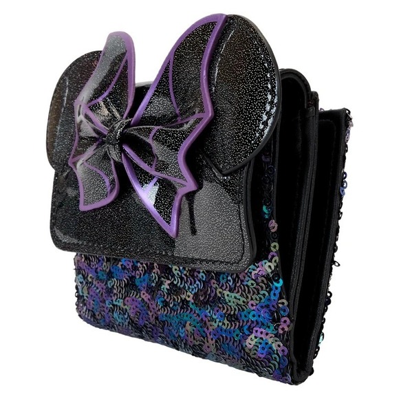 Loungefly Disney Minnie Mouse Spiderweb Sequin Flap Wallet Exclusive - Picture 3 of 5